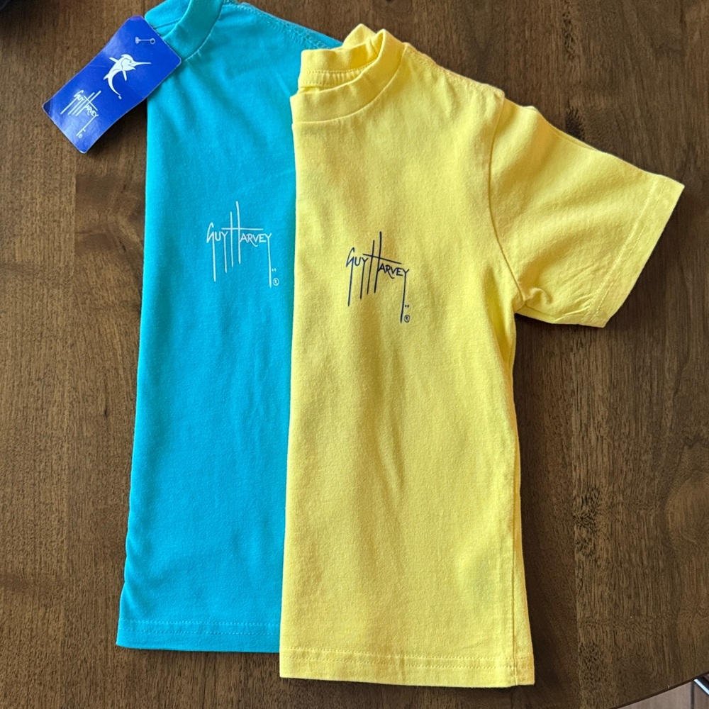 Guy Harvey Kids Tee in Turquoise and Yellow with Signature Logo